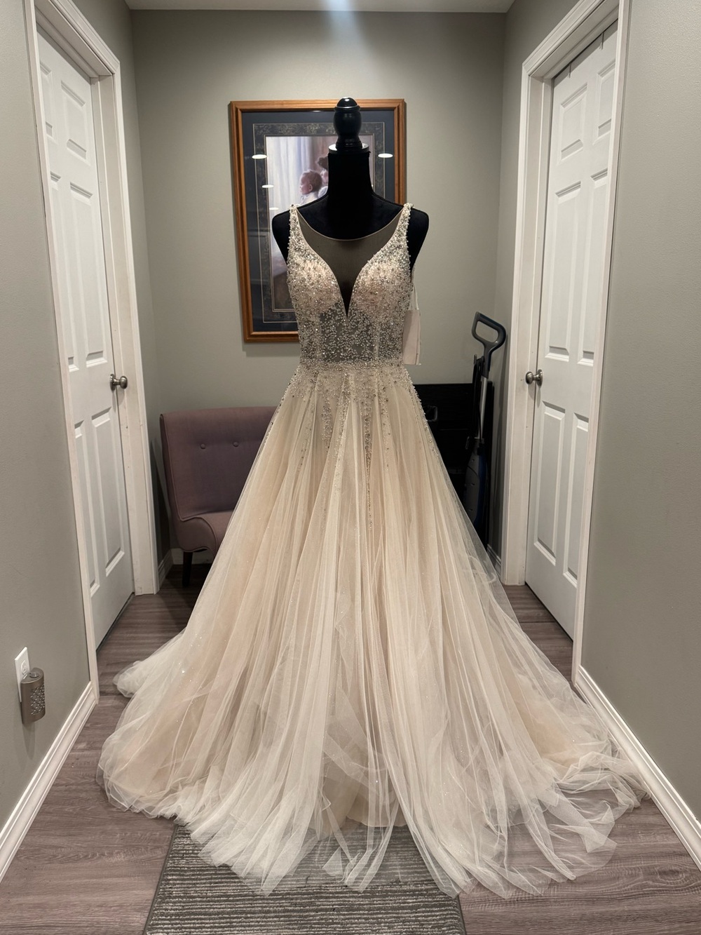 NWT Galina signature Ivory Tulle ballgown wedding Dress with Beaded Bodice